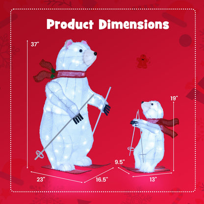 2-pack polar bears on skis with motion, bears in red scarves, pre-lit DirectDeals snow globes on Tampa Home & Garden Store