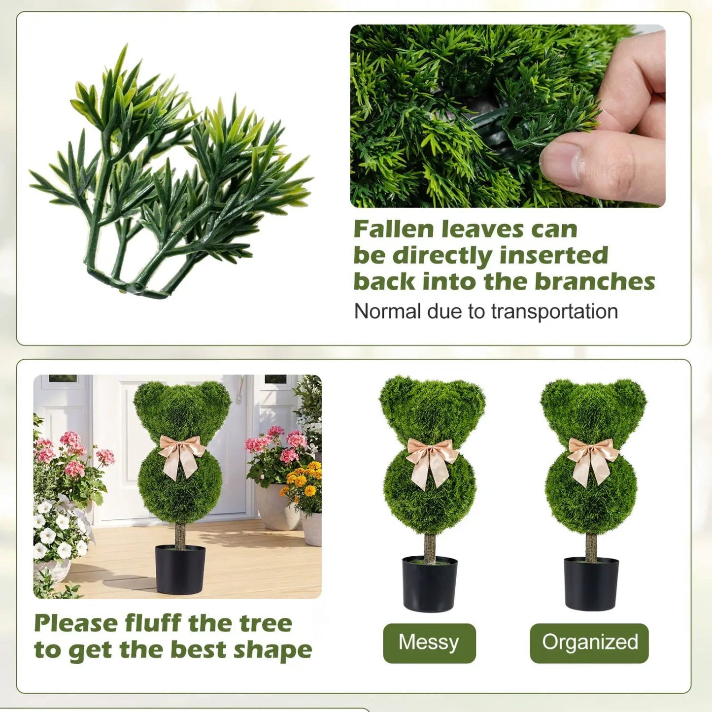 Bear Topiary Trees with Pots Sun Resistant