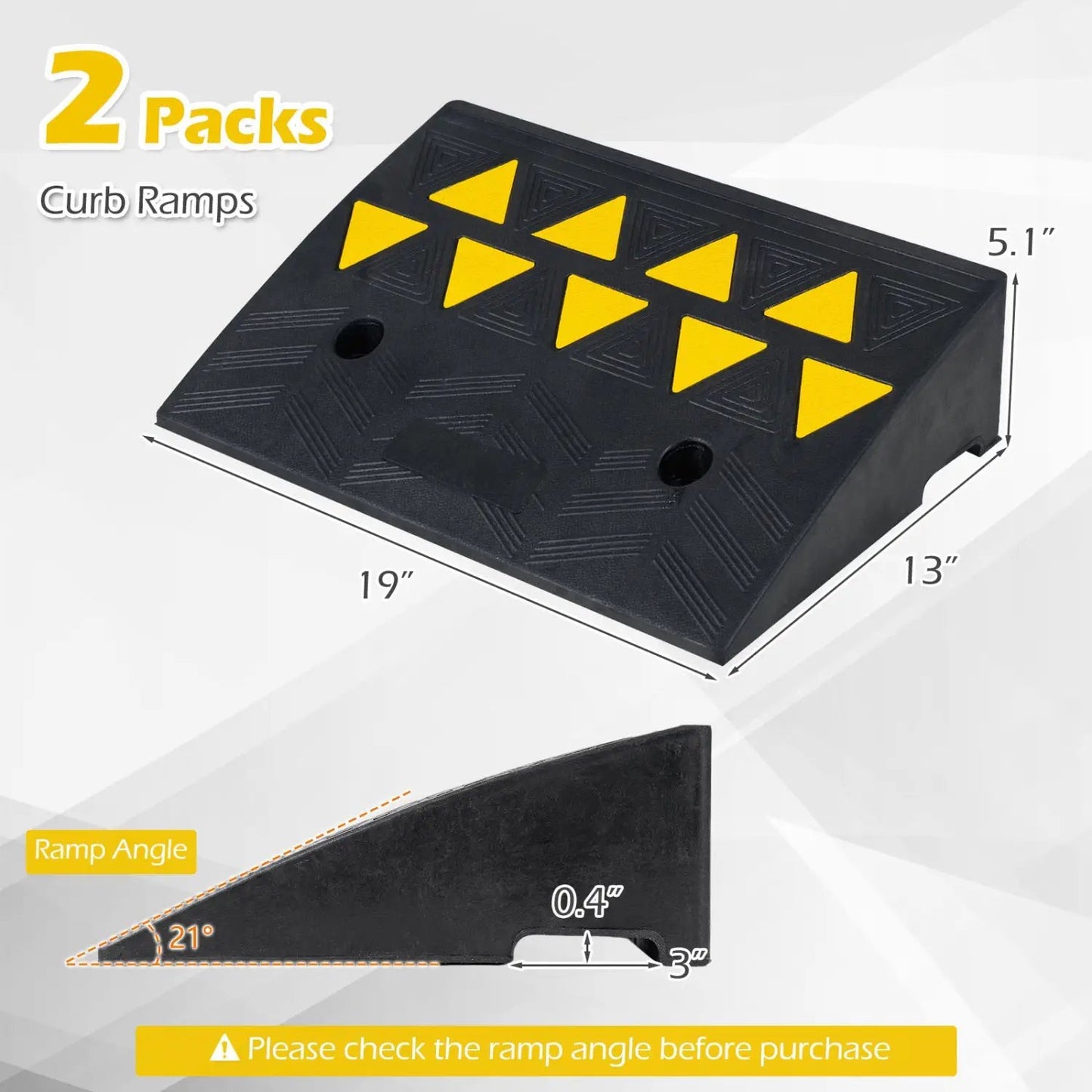 2 Pcs Driveway Threshold Ramps for Medium Trucks