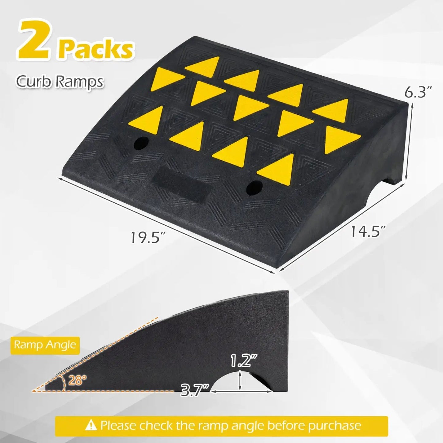 2 Pcs Driveway Threshold Ramps for Medium Trucks