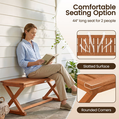 2-Person 44-in Solid Wood Outdoor Bench Slatted Seat Natural Finish DirectDeals on Tampa Home & Garden Store