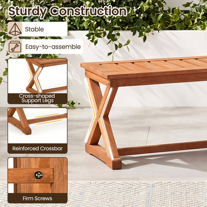 2-person 44in solid wood outdoor bench with slatted seat in brown by DirectDeals on Tampa Home & Garden Store