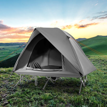 GemGear 2-Person Camping Cot Tent foldable off-ground cot with gray fabric on Tampa Home & Garden Store