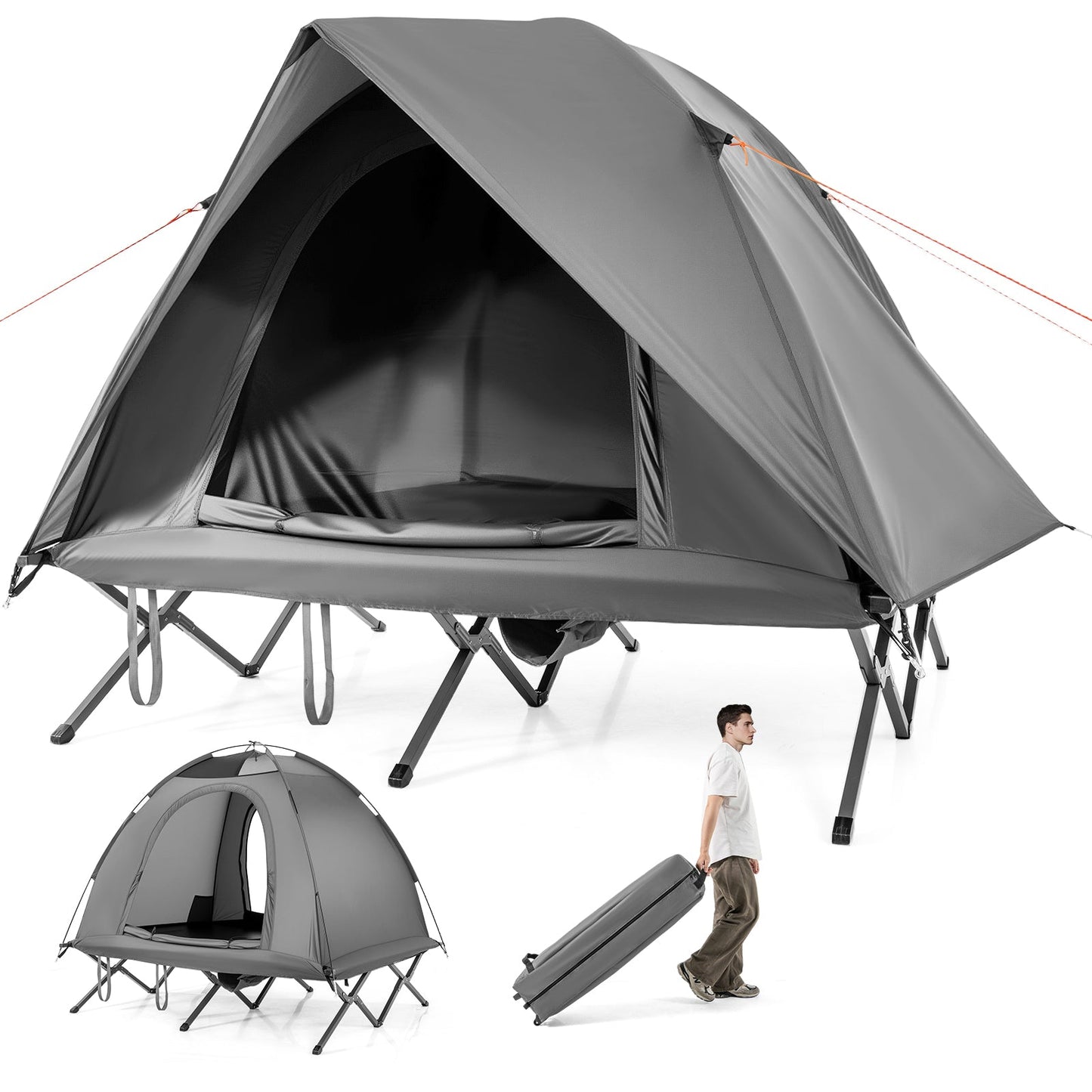 GemGear 2-Person Camping Cot Tent foldable off-ground camping combo for adults cot and tent set on Tampa Home & Garden Store