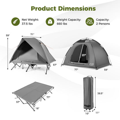 GemGear 2-person camping cot and tent set foldable off-ground cot with carry bag on Tampa Home & Garden Store