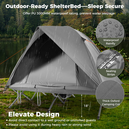 GemGear 2-Person Camping Cot Tent foldable off-ground gray tent on Tampa Home & Garden Store