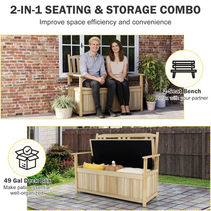 Two Person Storage Bench with 49 Gallon Capacity