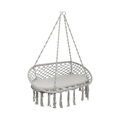 Silla de hamaca colgante de macramé para 2 personas con cojín - Beige