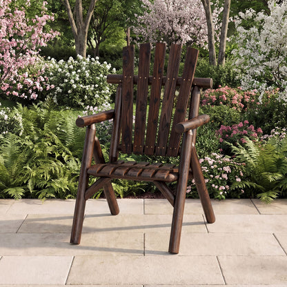 Solid wood patio chair in dark brown with curved seat and slatted backrest DirectDeals on Tampa Home & Garden Store