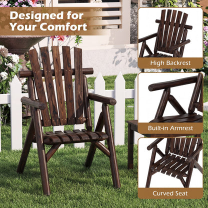 DirectDeals solid wood patio chair with curved seat, slatted backrest and built-in armrests on Tampa Home & Garden Store
