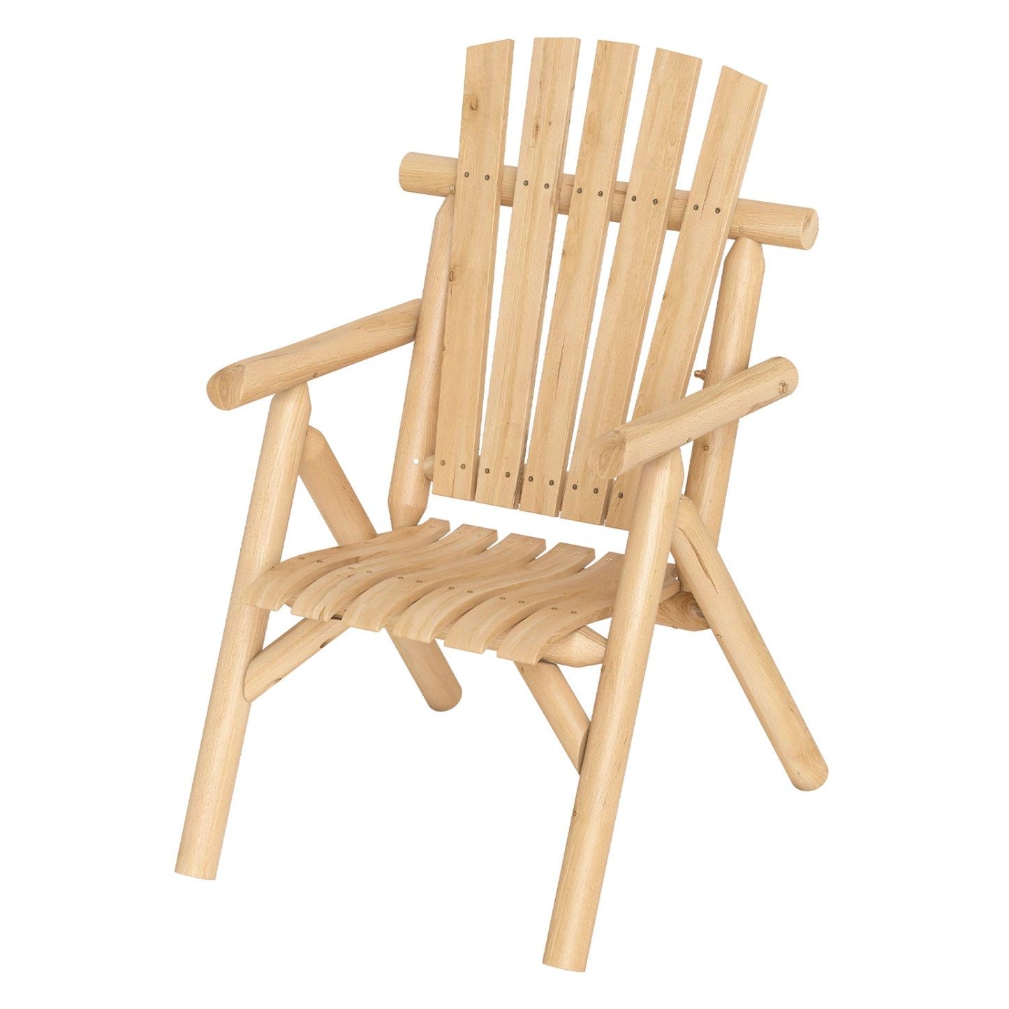 Solid wood outdoor chair with curved slatted seat and backrest in natural finish DirectDeals on Tampa Home & Garden Store