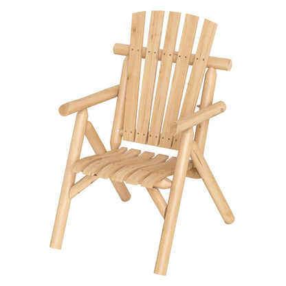 Solid wood outdoor chair with curved slatted seat and backrest in natural finish DirectDeals on Tampa Home & Garden Store