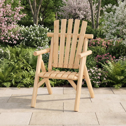 Solid wood patio chair with curved seat and slatted backrest DirectDeals outdoor chair on Tampa Home & Garden Store
