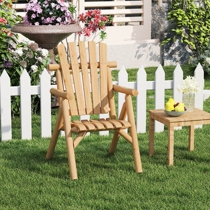 Solid wood natural finish outdoor chair with curved seat and slatted backrest DirectDeals on Tampa Home & Garden Store