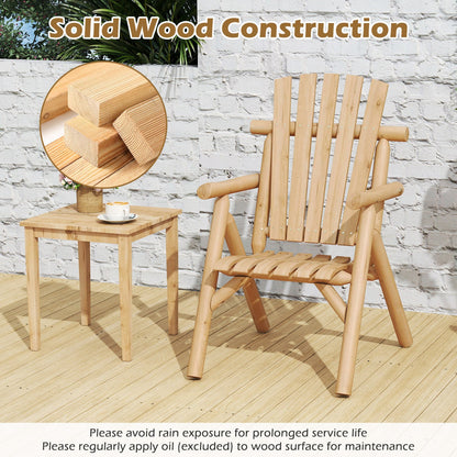 Solid Wood Patio Chair by DirectDeals with curved seat and slatted backrest on Tampa Home & Garden Store