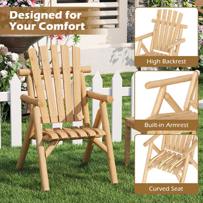 Solid wood patio chair by DirectDeals with curved seat and slatted back on Tampa Home & Garden Store