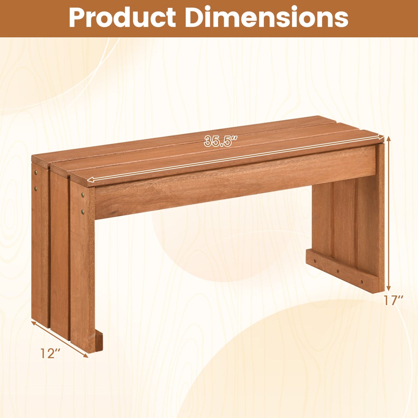 Two Person Outdoor Bench With Solid Wood Frame