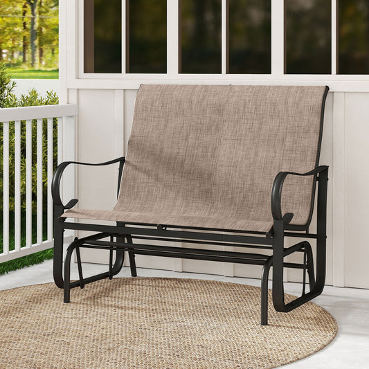 2-Person Outdoor Glider Bench with High Backrest-Brown - Tampa Home & Garden Store
