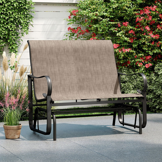 2-Person Outdoor Glider Bench with High Backrest-Brown - Tampa Home & Garden Store