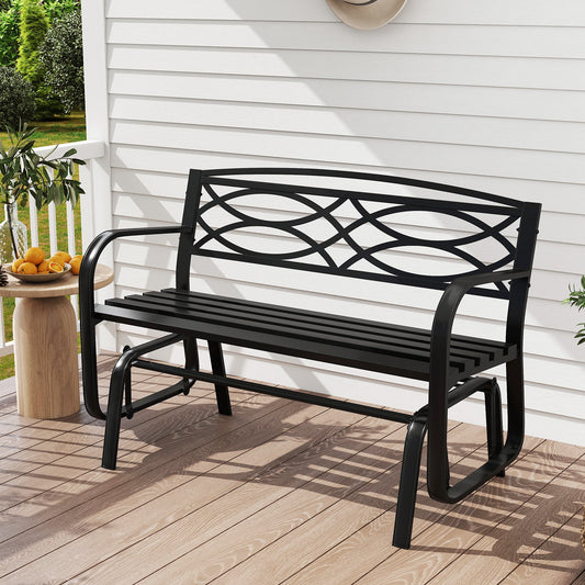 2-Person Outdoor Glider Bench with Metal Frame-Black - Tampa Home & Garden Store