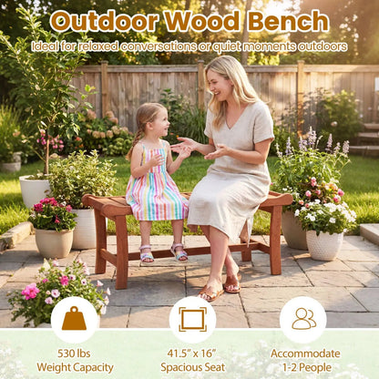 2-Person Outdoor Wood Bench With Slatted Seat