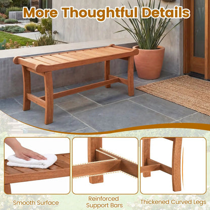 2-Person Outdoor Wood Bench With Slatted Seat