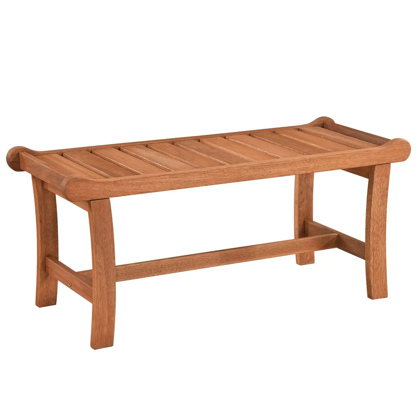 2-Person Outdoor Wood Bench With Slatted Seat