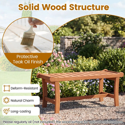 2-Person Outdoor Wood Bench With Slatted Seat