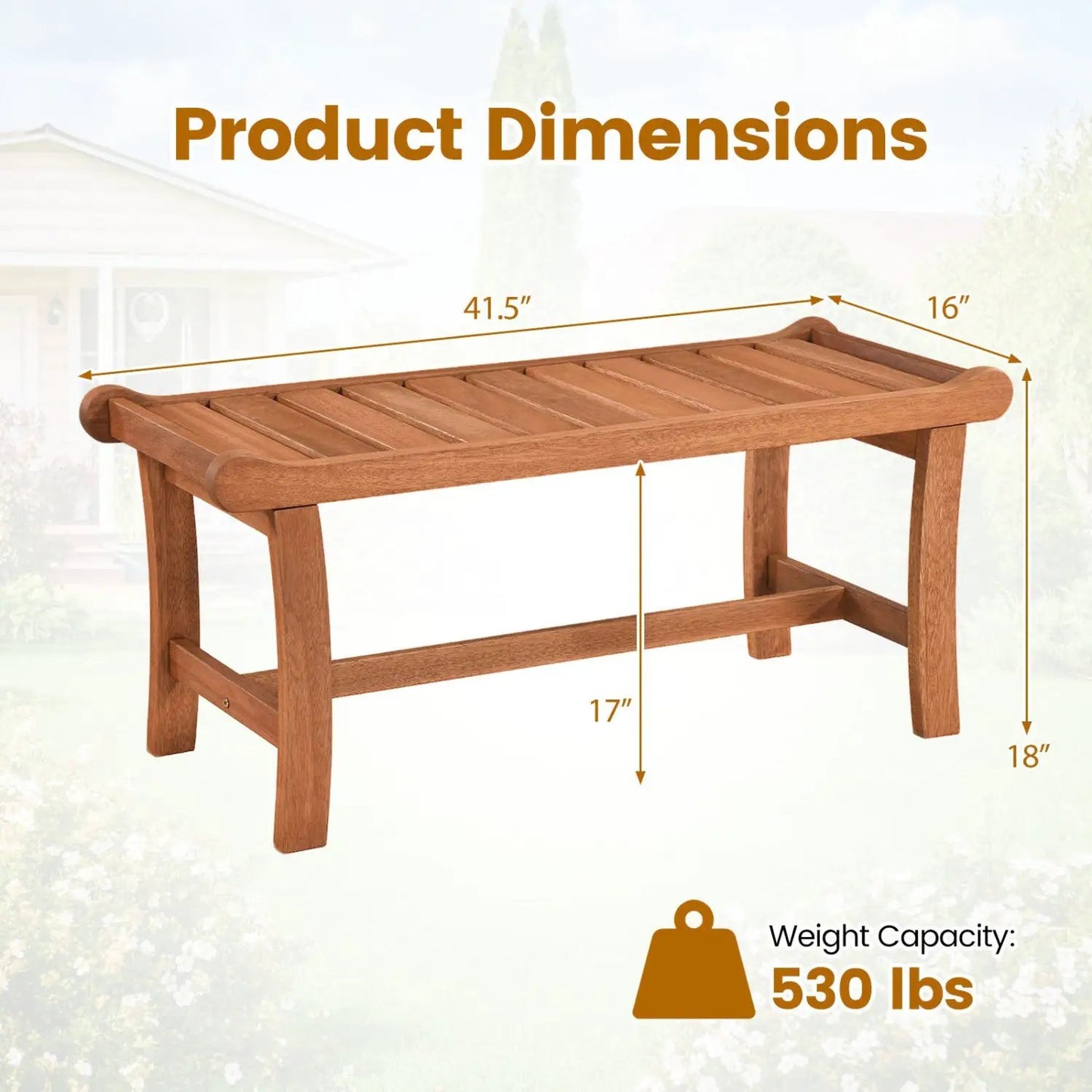 2-Person Outdoor Wood Bench With Slatted Seat