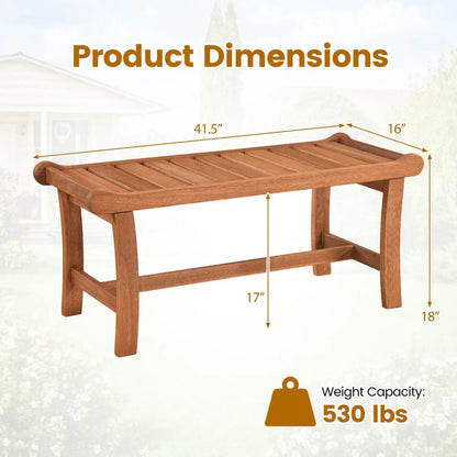 2-Person Outdoor Wood Bench With Slatted Seat