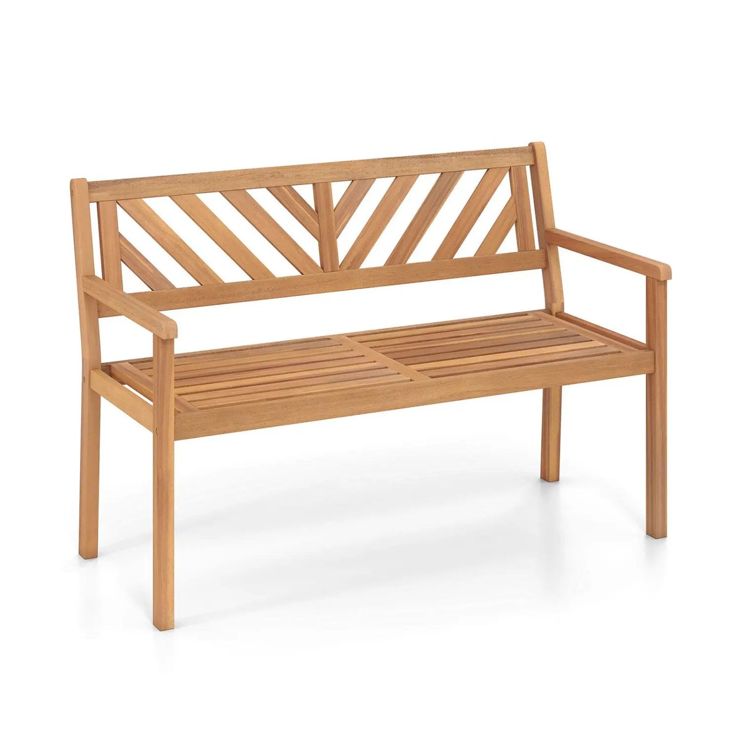 Two Person Acacia Wood Chair With Backrest