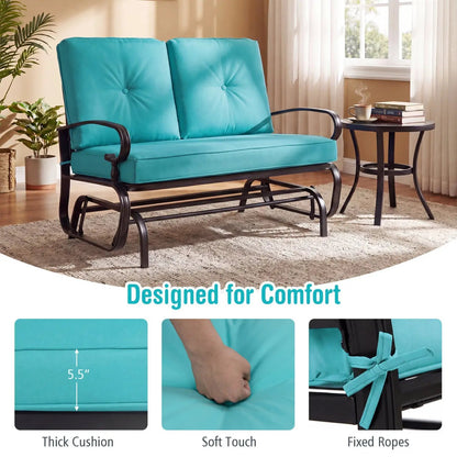 Two Seat Outdoor Swing Glider Chair With Cushions