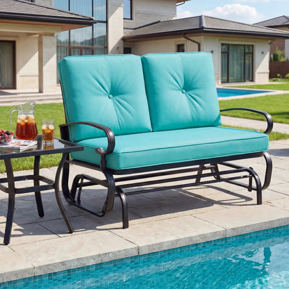 Two Seat Outdoor Swing Glider Chair With Cushions