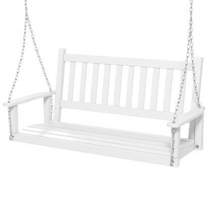 2-Person Wooden Outdoor Porch Swing with 500 lbs Weight Capacity-White