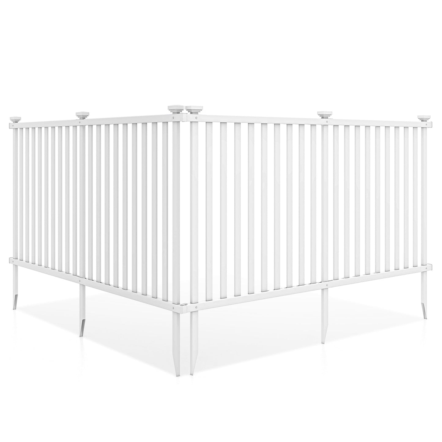 2 Piece 80 x 51 Inch Vinyl Picket Fence for Garden-Black