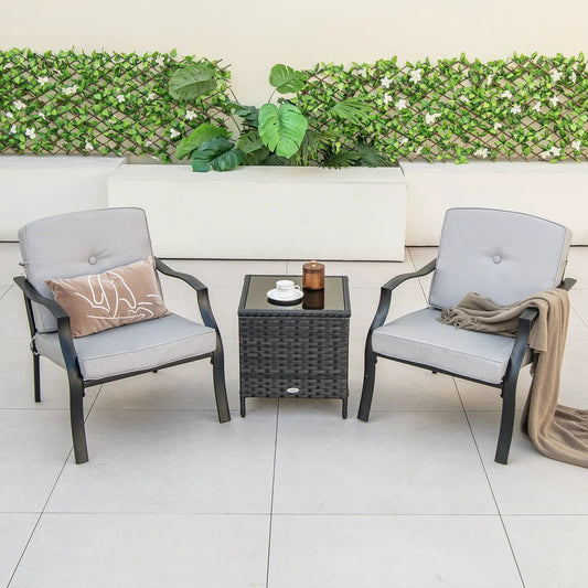 2 Piece Patio Metal Chairs with Cushions
