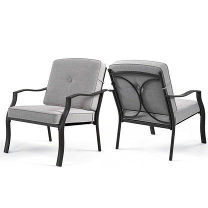 2 Piece Patio Metal Chairs with Cushions