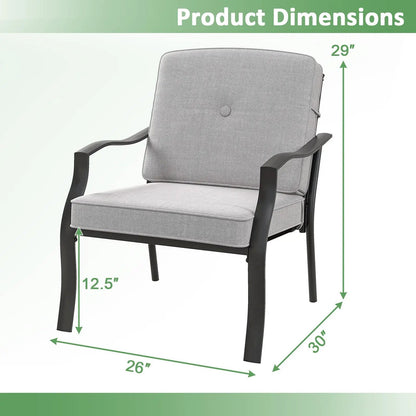 2 Piece Patio Metal Chairs with Cushions