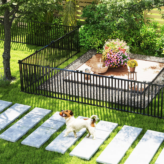 2 Piece 80 x 51 Inch Vinyl Picket Fence for Garden-Black - Tampa Home & Garden Store