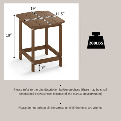 18-Inch Adirondack Side Tables Set of 2 for Patio