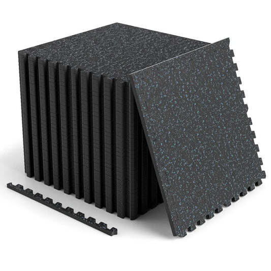 DirectDeals Interlocking foam floor tiles with borders in dark charcoal 48-sq-ft exercise mat on Tampa Home & Garden Store