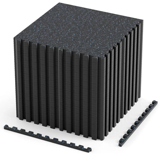 Interlocking Rubber Gym Floor Mats 140 Sq Ft Borders DirectDeals black speckled tiles on Tampa Home & Garden Store
