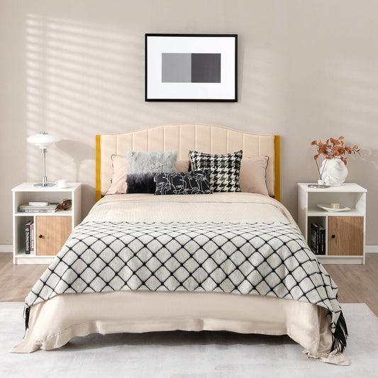 2 Pieces 25 Inch Tall Nightstands with Door and 2 Open Shelves-White - Tampa Home & Garden Store