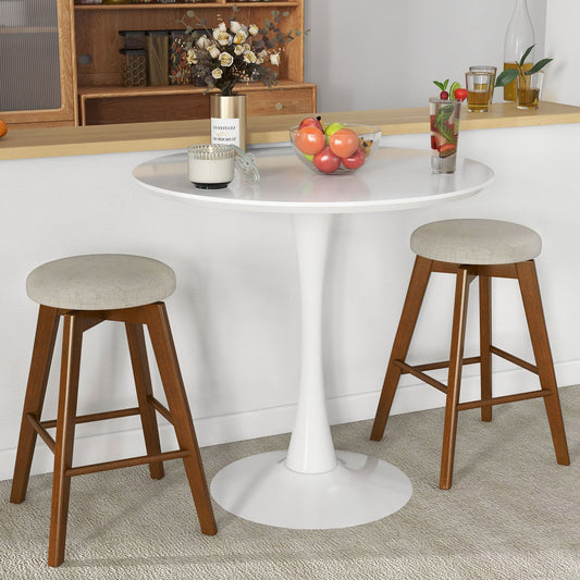 2 taburetes de bar giratorios sin respaldo de 26 pulgadas con asiento de tela de lino - Beige