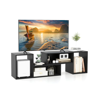 2 soportes de TV ajustables para televisores de hasta 55 pulgadas con cubos de almacenamiento - Negro