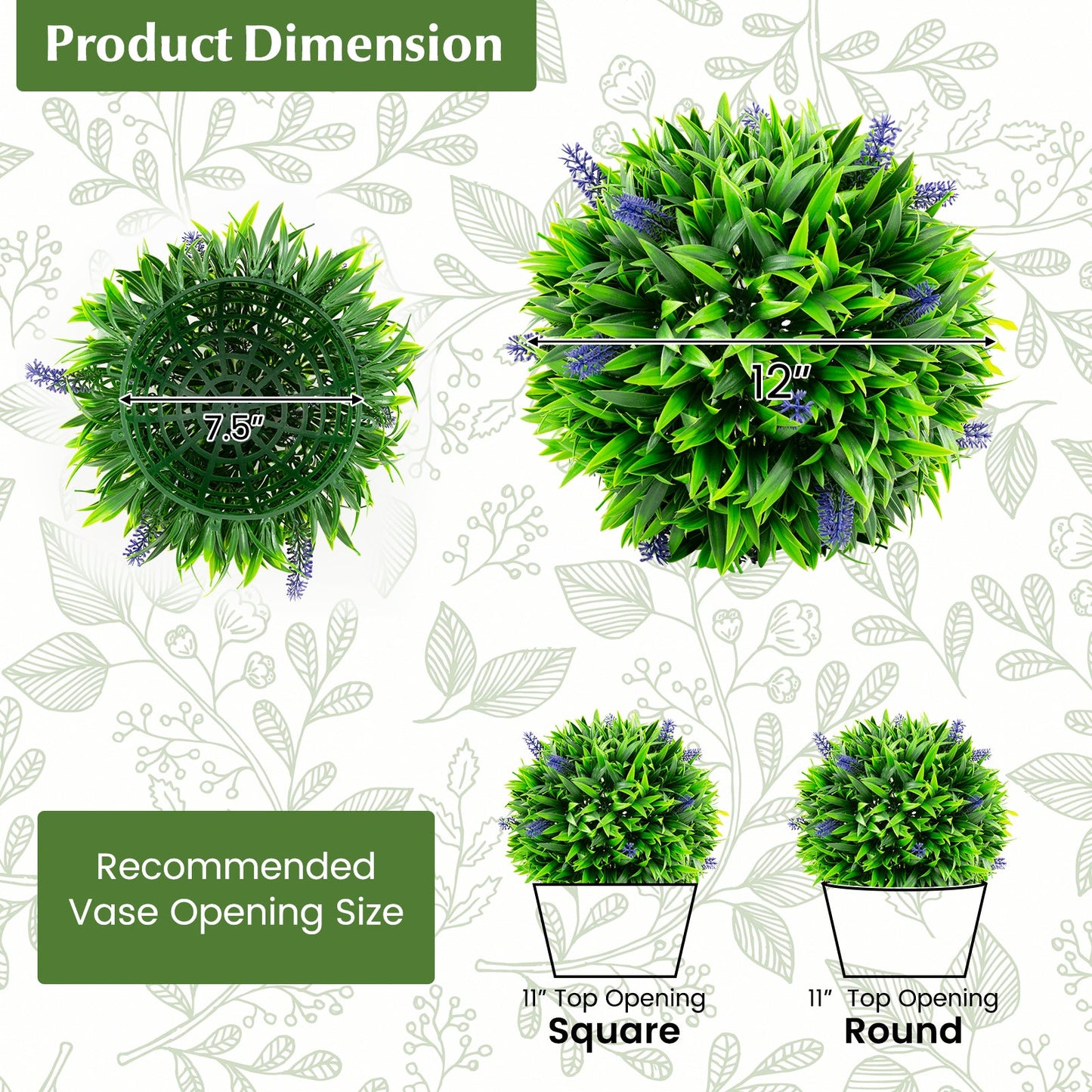 2 Piezas Bolas de lavanda artificial de topiario con flores