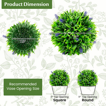 2 Piezas Bolas de lavanda artificial de topiario con flores