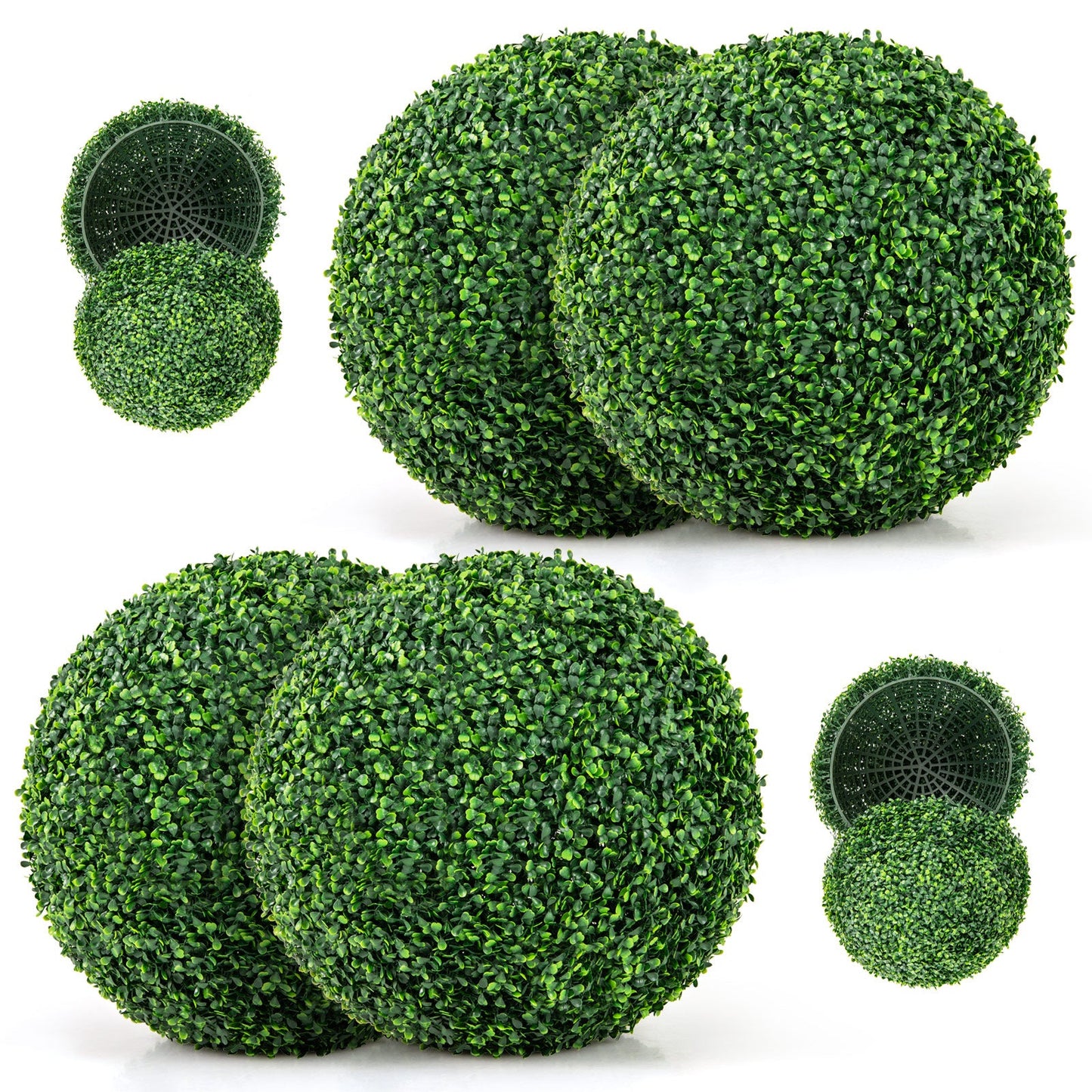 2 Piezas de 16"/20" Bola Topiaria de Boj Artificial para Patio, Jardín, Puerta Principal, Balcón, Patio Trasero-M