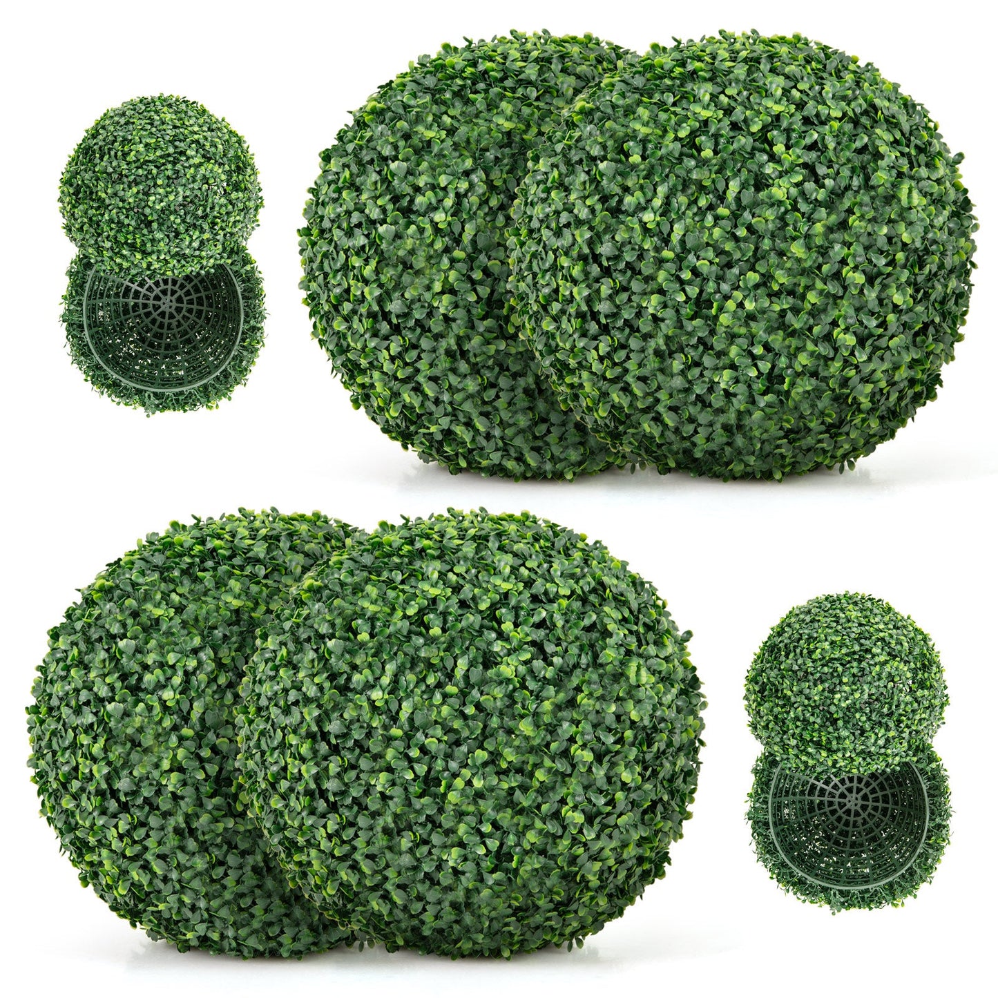 2 Piezas de 16"/20" Bola Topiaria de Boj Artificial para Patio, Jardín, Puerta Principal, Balcón, Patio Trasero-M