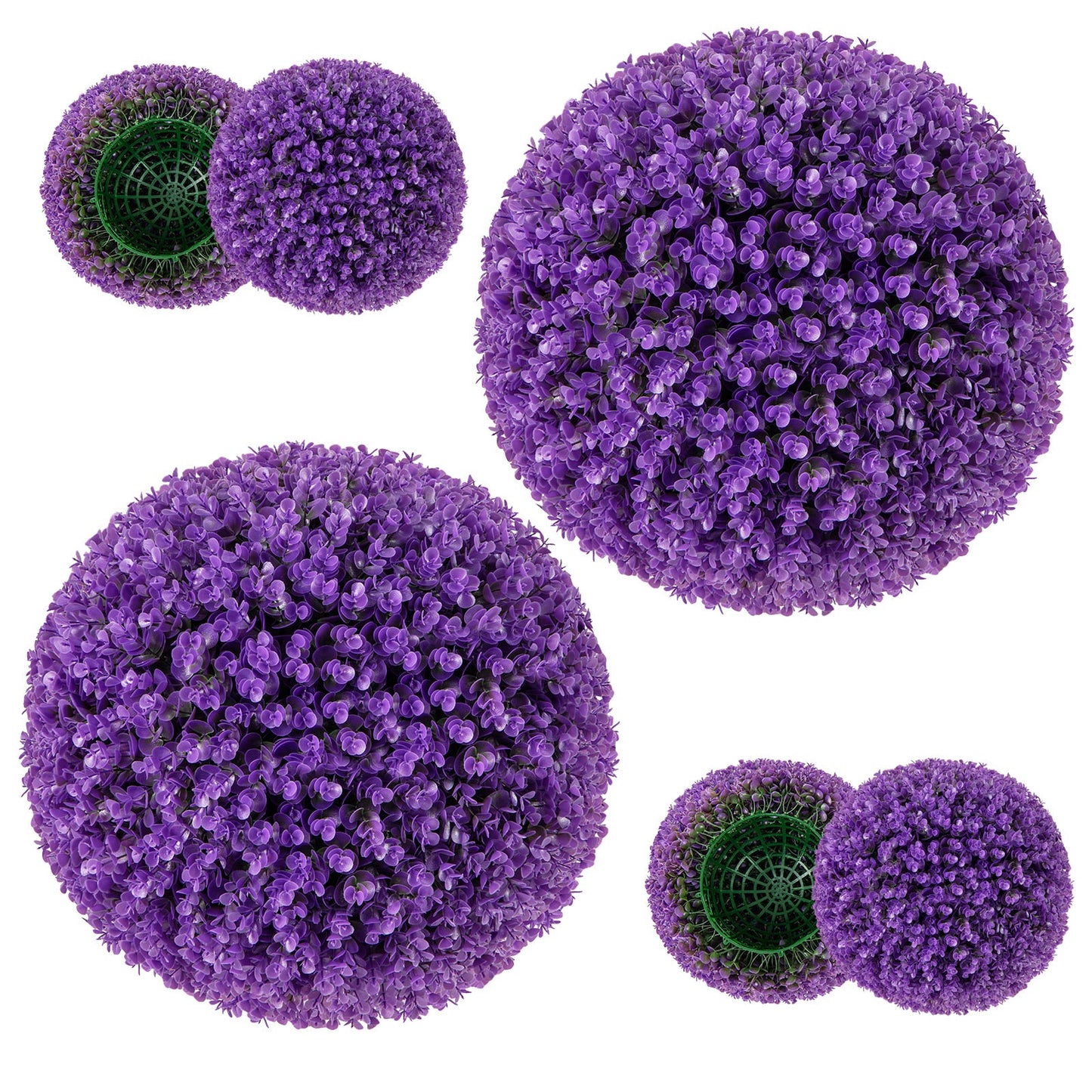 Bolas decorativas de eucalipto falso morado de 17.5 pulgadas con 7 capas de hojas para patio trasero, porche, jardín y boda - Rosa